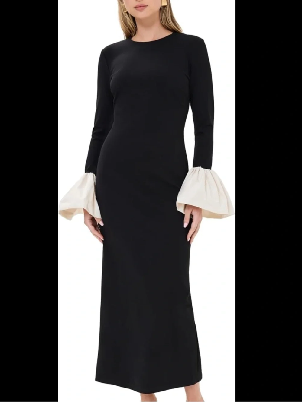 black bodycon mini dress long sleeve Janjisu Long Sleeve Lycra Bodycon Mini Dress in Black